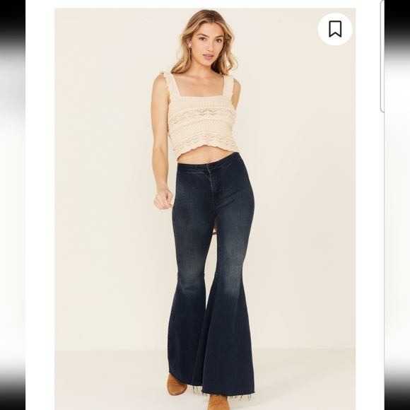 100% Cotton By Together Crochet Knit Crop Top Size Medium - Picture 2 of 9